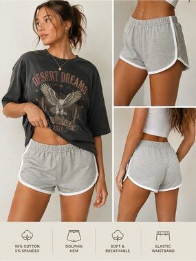 Zenana Gray Dolphin Shorts M NWT Retro Athletic VSCO Lounge Y2K Indie Sleaze